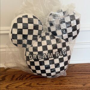 Checkered Mickey Dream Big Pillow by made with magic  NIB